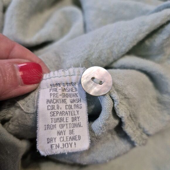 Via Vai By Pollero Women's Large Linen Button Maxi Dress Mint Green Short Sleeve - Picture 6 of 6